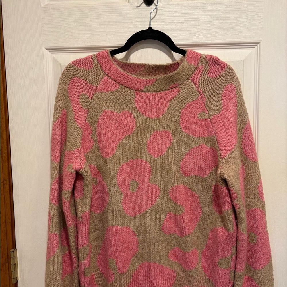 Lou & Grey Tan Sweater with Pink Accents